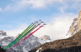 Frecce Tricolori Performs At AUDI FIS Ski World Cup - Italy