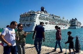 MSC Euribia And Norwegian Dawn Docked In Old Doha Port