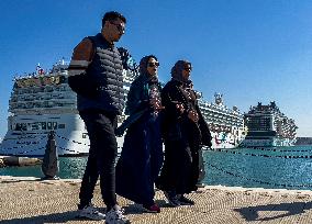 MSC Euribia And Norwegian Dawn Docked In Old Doha Port