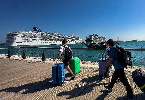 MSC Euribia And Norwegian Dawn Docked In Old Doha Port