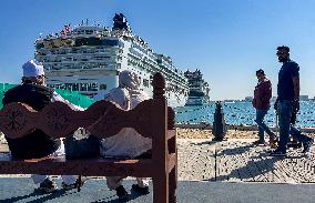 MSC Euribia And Norwegian Dawn Docked In Old Doha Port