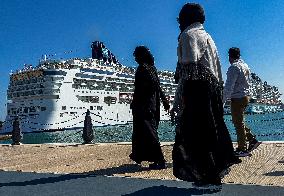 MSC Euribia And Norwegian Dawn Docked In Old Doha Port