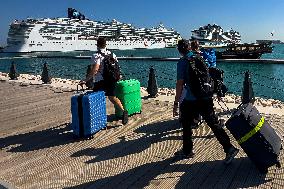 MSC Euribia And Norwegian Dawn Docked In Old Doha Port