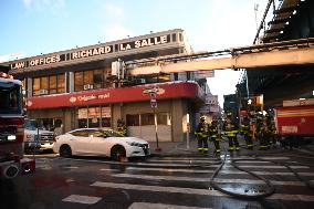 FDNY Responds To Building Fire On Roosevelt Avenue In Woodside Neighborhood Of Queens New York City