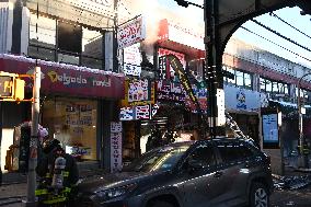 FDNY Responds To Building Fire On Roosevelt Avenue In Woodside Neighborhood Of Queens New York City