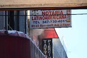 FDNY Responds To Building Fire On Roosevelt Avenue In Woodside Neighborhood Of Queens New York City