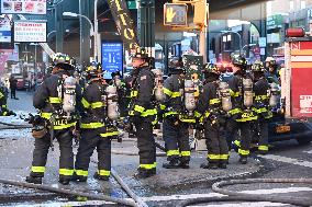 FDNY Responds To Building Fire On Roosevelt Avenue In Woodside Neighborhood Of Queens New York City