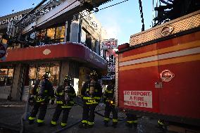 FDNY Responds To Building Fire On Roosevelt Avenue In Woodside Neighborhood Of Queens New York City