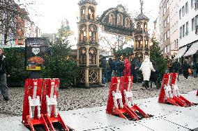 Anti Terrorism Security Barrier In Cologne Christmas Market