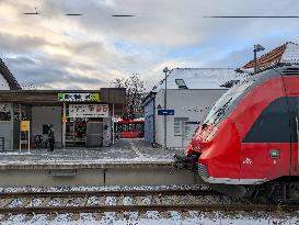 Train Station Mittenwald, Bavaria In Winter