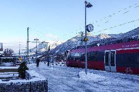 Train Station Mittenwald, Bavaria In Winter