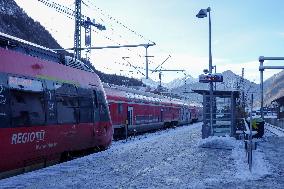 Train Station Mittenwald, Bavaria In Winter