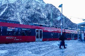 Train Station Mittenwald, Bavaria In Winter