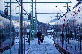 Train Station Mittenwald, Bavaria In Winter