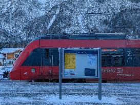 Train Station Mittenwald, Bavaria In Winter