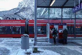 Train Station Mittenwald, Bavaria In Winter