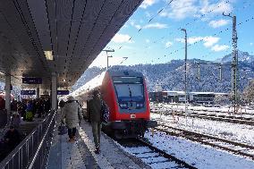 Train Station Garmisch-Partenkirchen, Bavaria In Winter