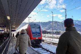 Train Station Garmisch-Partenkirchen, Bavaria In Winter