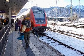 Train Station Garmisch-Partenkirchen, Bavaria In Winter