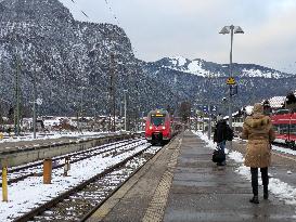 Train Station Garmisch-Partenkirchen, Bavaria In Winter