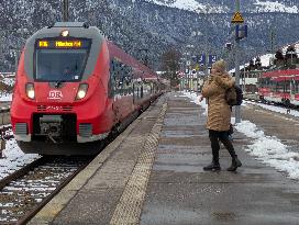 Train Station Garmisch-Partenkirchen, Bavaria In Winter