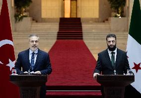 Hakan Fidan And Ahmed al-Sharaa Press Conference - Damascus