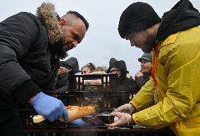 Annual Christmas Food Handout For People In Need In Krakow