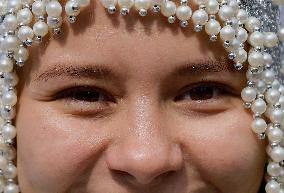 Russian Parade Of Ded Moroz And Snegurachkas On Christmas Eve In Mexico