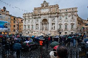 Reopening Of The Trevi Fountain After Renovation In Rome