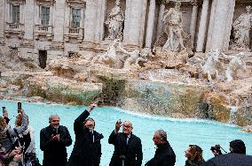 Reopening Of The Trevi Fountain After Renovation In Rome