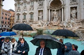 Reopening Of The Trevi Fountain After Renovation In Rome