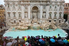 Reopening Of The Trevi Fountain After Renovation In Rome