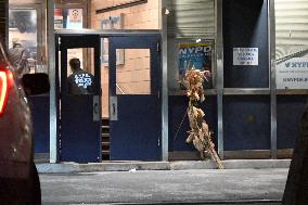 NYPD Crime Scene Investigators Stage At 60th Precinct In Coney Island Brooklyn New York Where Suspect In Fire Setting Attack On