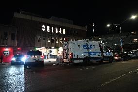 NYPD Crime Scene Investigators Stage At 60th Precinct In Coney Island Brooklyn New York Where Suspect In Fire Setting Attack On