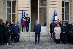 PM Bayrou Observes A Minute Of Silence - Paris