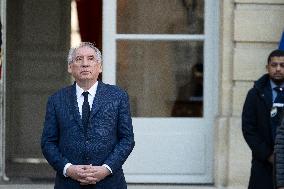 PM Bayrou Observes A Minute Of Silence - Paris