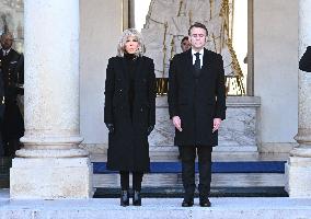 President Macron Observes A Minute Of Silence - Paris