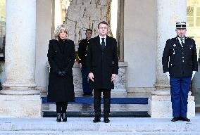 President Macron Observes A Minute Of Silence - Paris