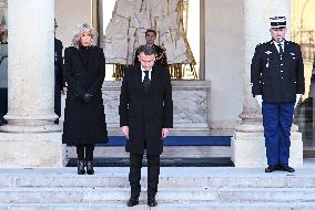 President Macron Observes A Minute Of Silence - Paris