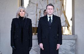 President Macron Observes A Minute Of Silence - Paris