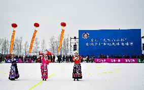 (SP)CHINA-JILIN-FOOTBALL-SNOWFIELD-VILLAGE SUPER LEAGUE-FRIENDLY MATCH