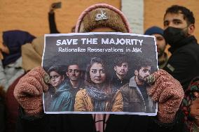 Protest Against The Reservation Policy In Srinagar