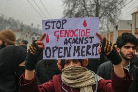 Protest Against The Reservation Policy In Srinagar