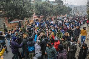 Protest Against The Reservation Policy In Srinagar