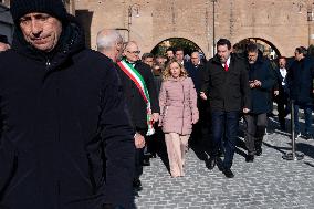 Inauguration Of Piazza Pia And The Extension Of The Lungotevere In Sassia Underpass As Part Of The Ongoing Works In Rome