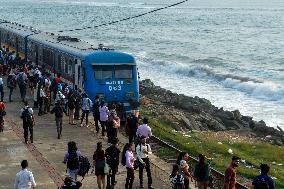 Coastal Railway Line In Colombo - Sri Lanka