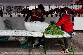 Merchants In Mexico City Are Busy Selling Their Products On Christmas Eve