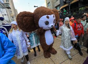 Russian Christmas Parade In Mexico City