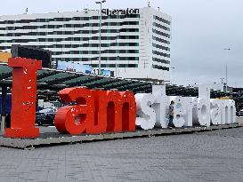 Iconic “I Amsterdam” Sign At Schiphol Airport