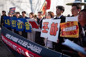 Citizens March To Presidential Residence Holding A Self-Issued Emergency Arrest Warrant